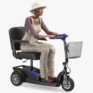 Elderly Woman on Electric Wheelchair Rigged for Maya 3D model