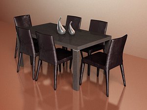 3dsmax whit table chair
