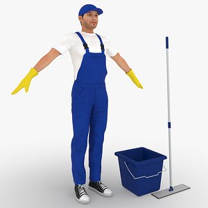 Cleaner Male Worker 3D model