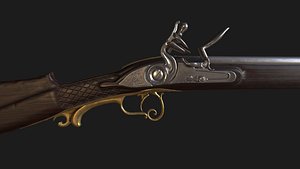 3D brown flintlock musket
