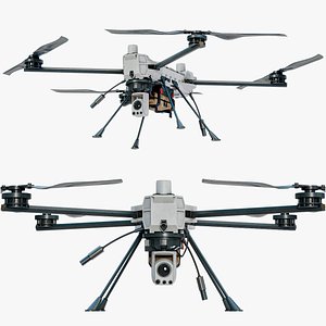 3D Rigged C100 Defense Heavy-Lift Military Quadcopter PBR