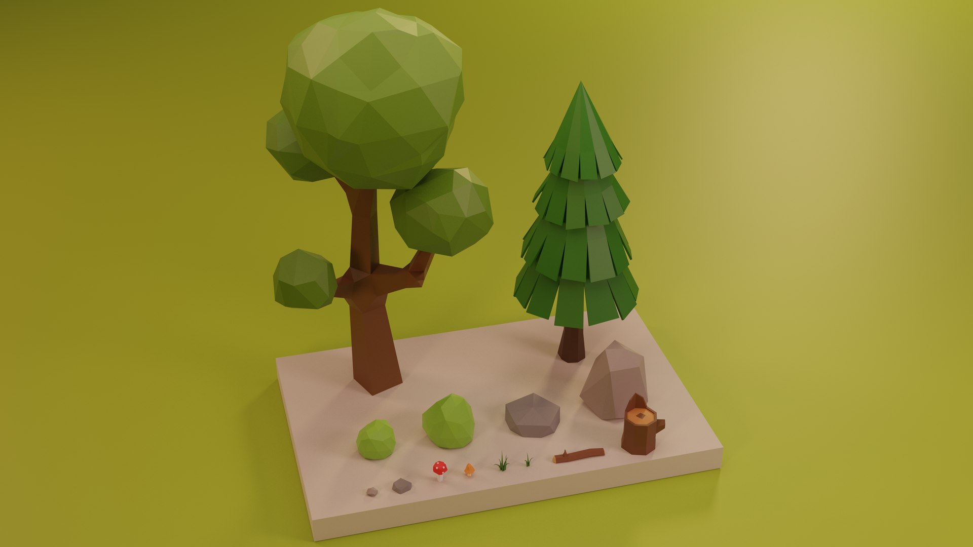 Free 3D Assets Tree Grass Rocks - TurboSquid 1498368