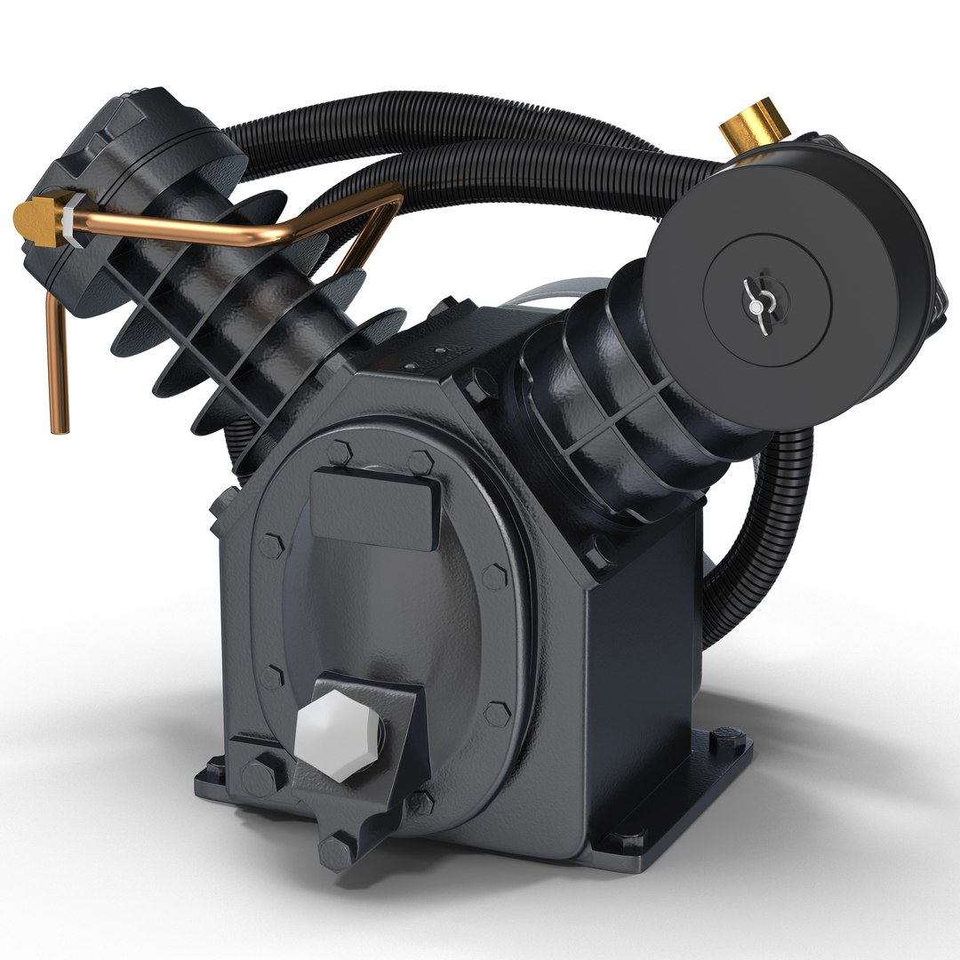 Twin Cylinder Air Compressor Pump 3D Model 3D model preview
