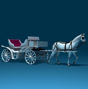 3d realistic horse carriage model
