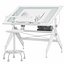 Aries Wood and Glass Drawing Table and Retro Drafting Stool