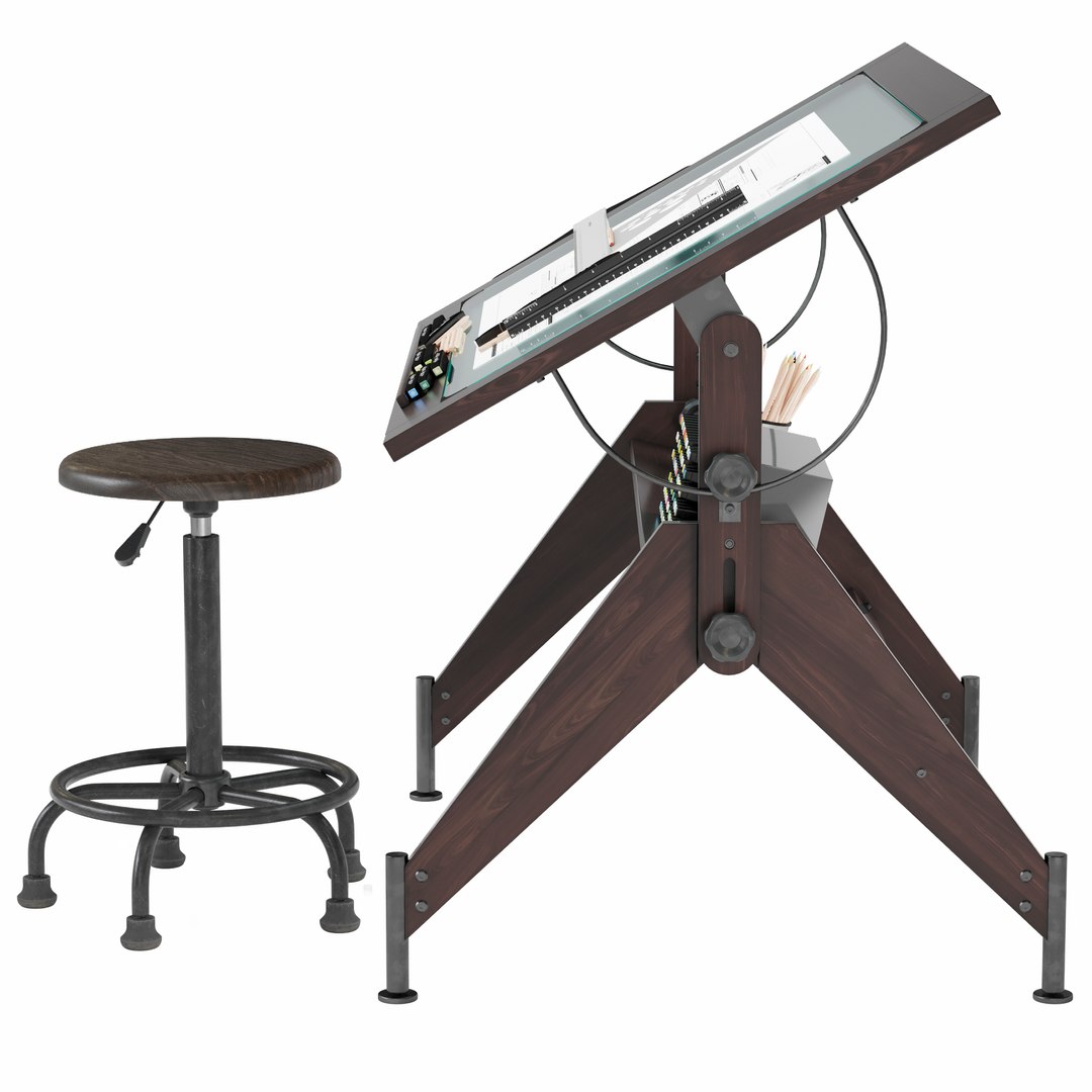 Aries Wood and Glass Drawing Table and Retro Drafting Stool 3D model https://p.turbosquid.com/ts-thumb/bp/WhVmFT/ZU/ariesdraftingtablepreview05/jpg/1691929867/1920x1080/fit_q87/e4cdbea096c47ed00ee93b91482291d2faec3afb/ariesdraftingtablepreview05.jpg