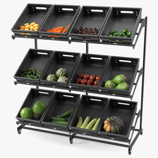 3D model Fresh Vegetables on Display Rack