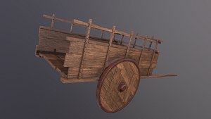 3D Old Wooden Cart 3D Model