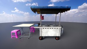 Street Vendor Noodles and Meat Ball Soup