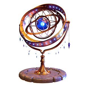 Magical Fantasy Animated Gyroscope Low-poly 3D model