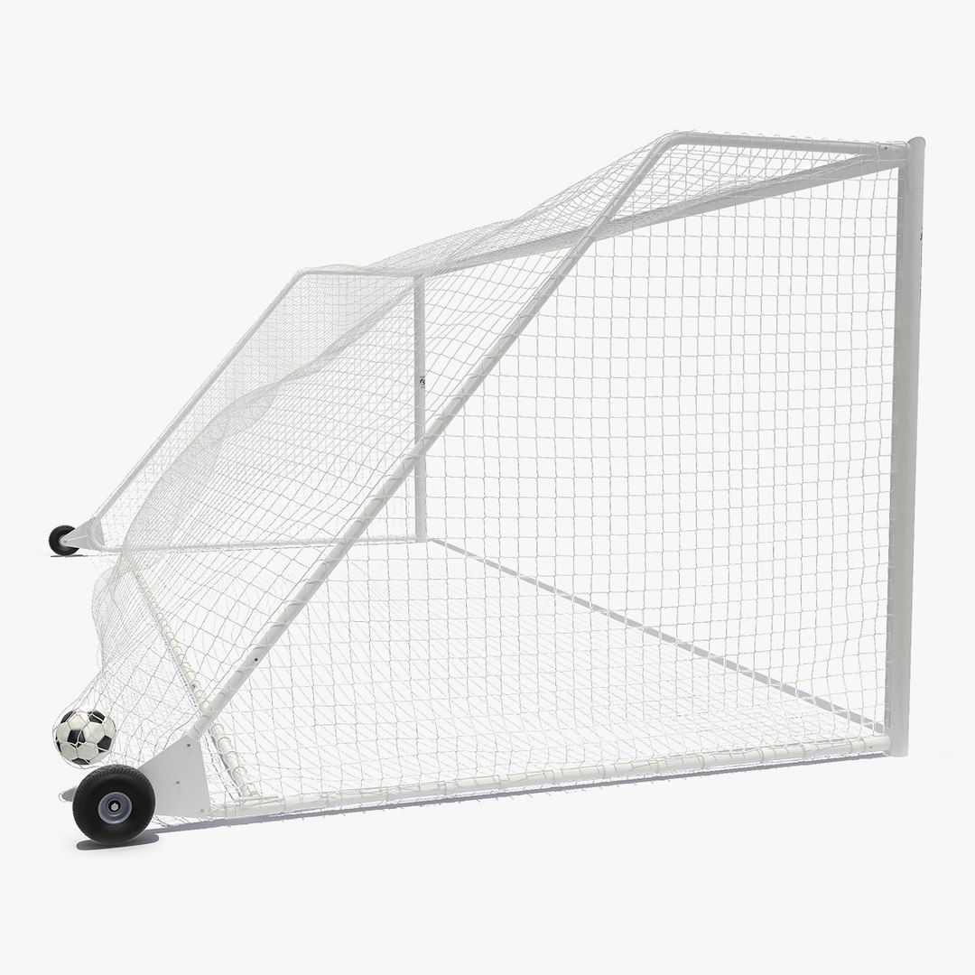 Animated Soccer Ball Flies into Goal Net 3D model preview