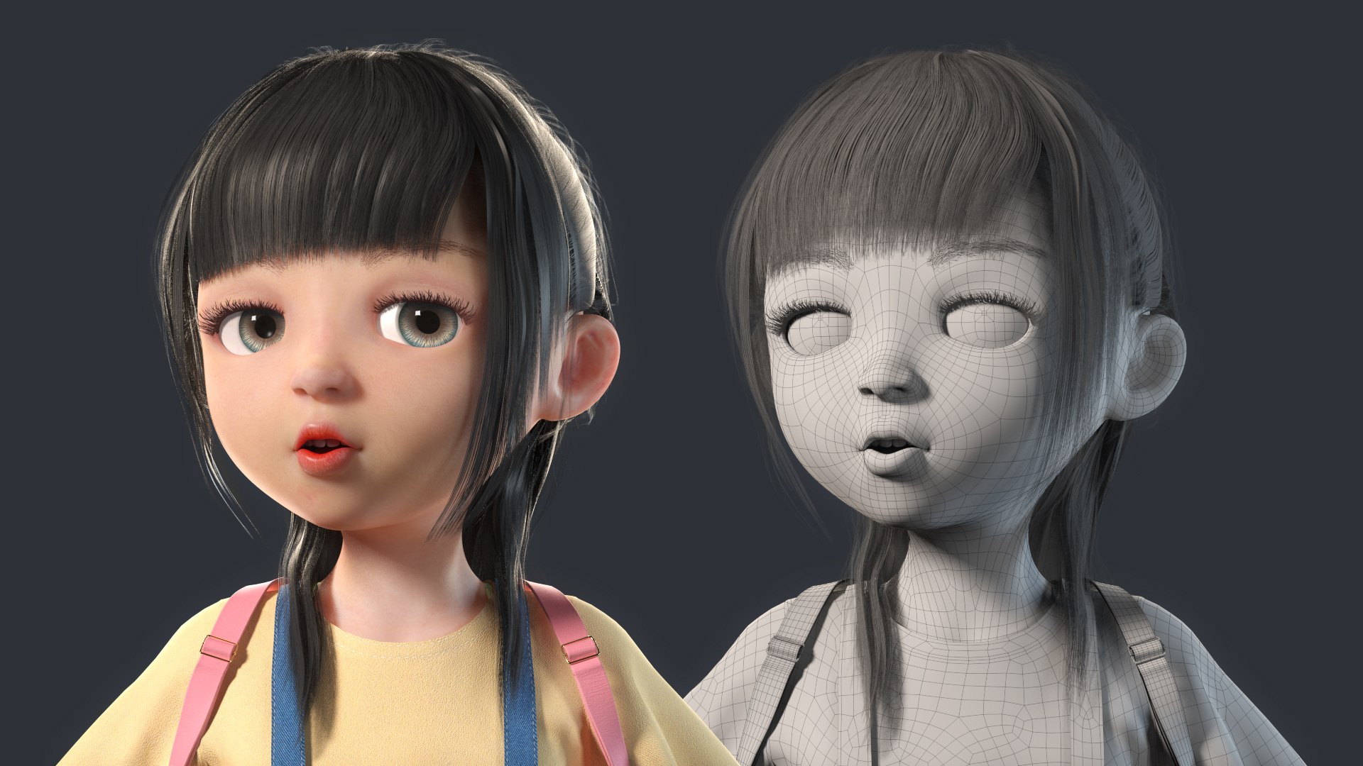 3D Cartoon young girl cartoon pupils with binding model - TurboSquid ...