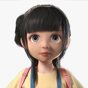 Cartoon young girl cartoon pupils with binding