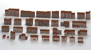 Modular Mediterranean European Town Kit Game Ready Mid Poly Buildings