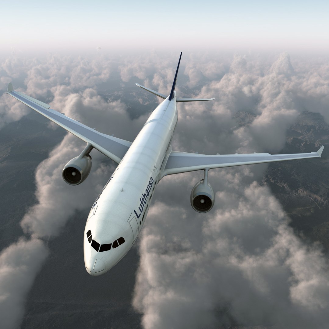 Jet Airliner Airbus A330-300 Lufthansa Rigged 3D Model 3D model preview