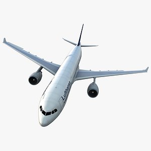 Jet Airliner Airbus A330-300 Lufthansa Rigged 3D Model