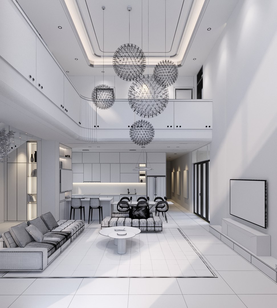 QD Living Room and Architure 3D model TurboSquid 1905718