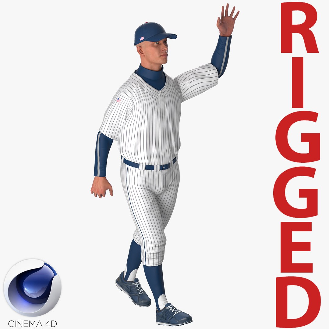 Baseball Player Rigged Generic 5 for Cinema 4D 3D model preview