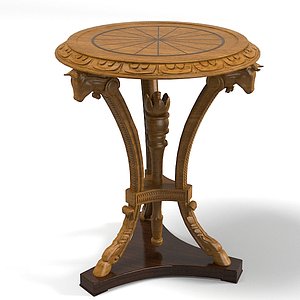 Classic empire baroque antique carved wooden round coffee side table