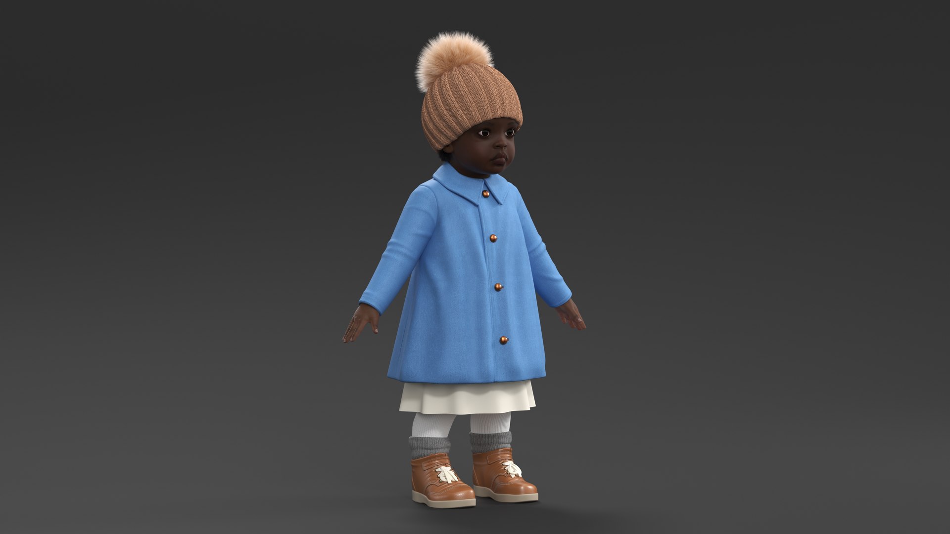 Baby Girl Dark Skin Outdoor Autumn Style A-Pose Fur 3D https://p.turbosquid.com/ts-thumb/br/2xAYe4/Cf/baby_girl_dark_skin_outdoor_autumn_style_apose_fur_005/jpg/1738116928/1920x1080/fit_q87/e1bc4f73adf254bffa27f75a13424604e34a33e0/baby_girl_dark_skin_outdoor_autumn_style_apose_fur_005.jpg