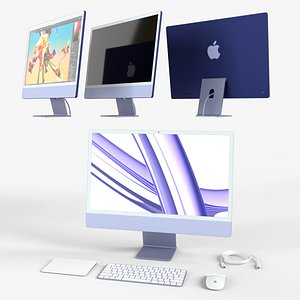 Apple IMac Purple with Keyboard Mouse and Trackpad
