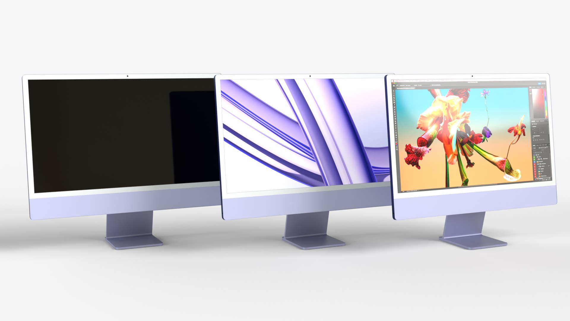 3D Model Apple IMac Purple With Keyboard Mouse And Trackpad ...