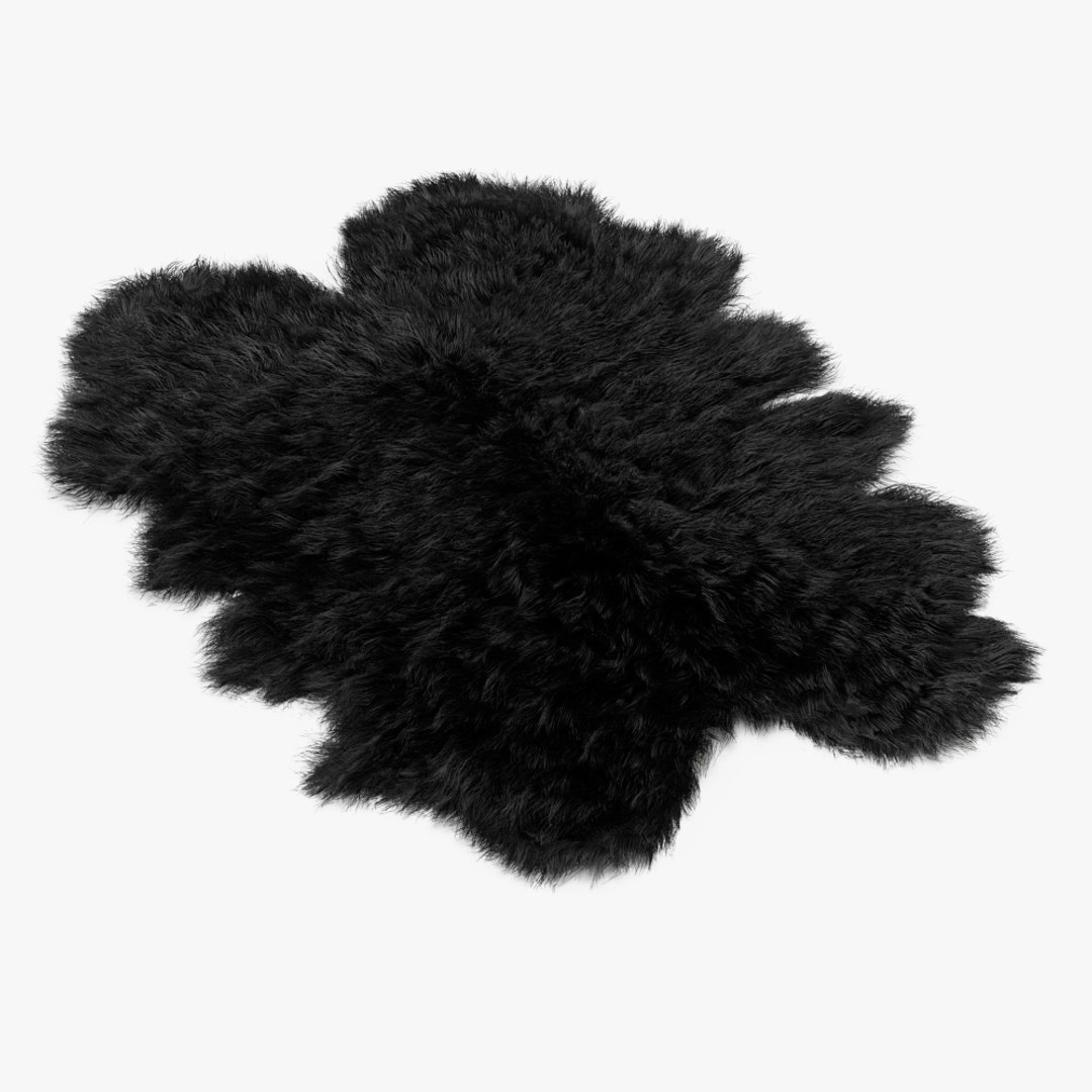 Wool sheepskin black rug 3D model - TurboSquid 1249904