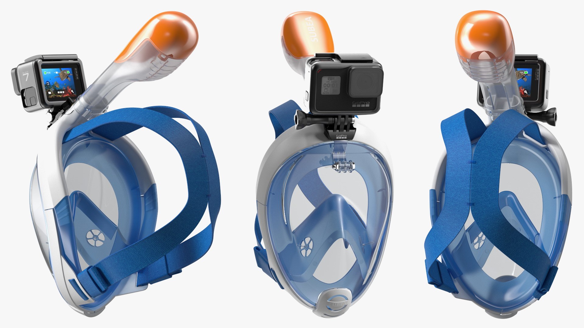 Tribord Subea Full Face Snorkeling Mask with GoPro Hero 3D model