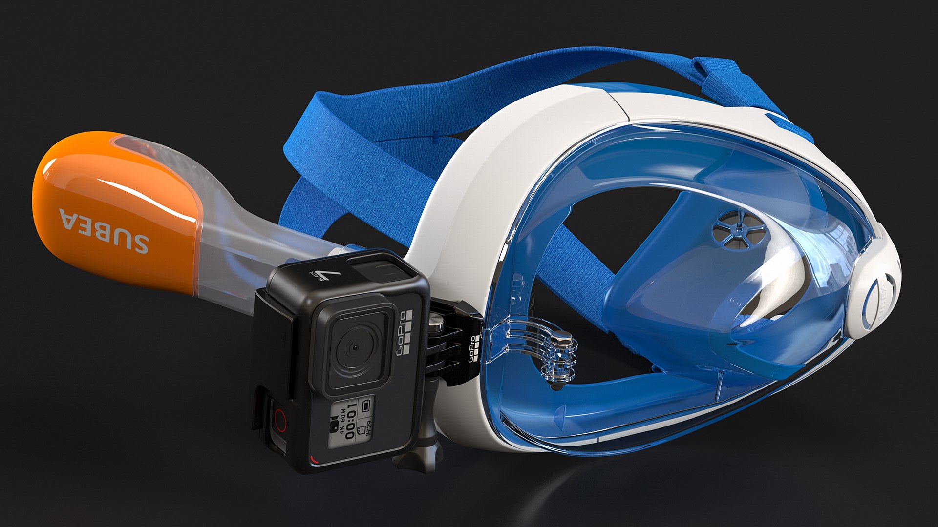 Tribord Subea Full Face Snorkeling Mask with GoPro Hero 3D model