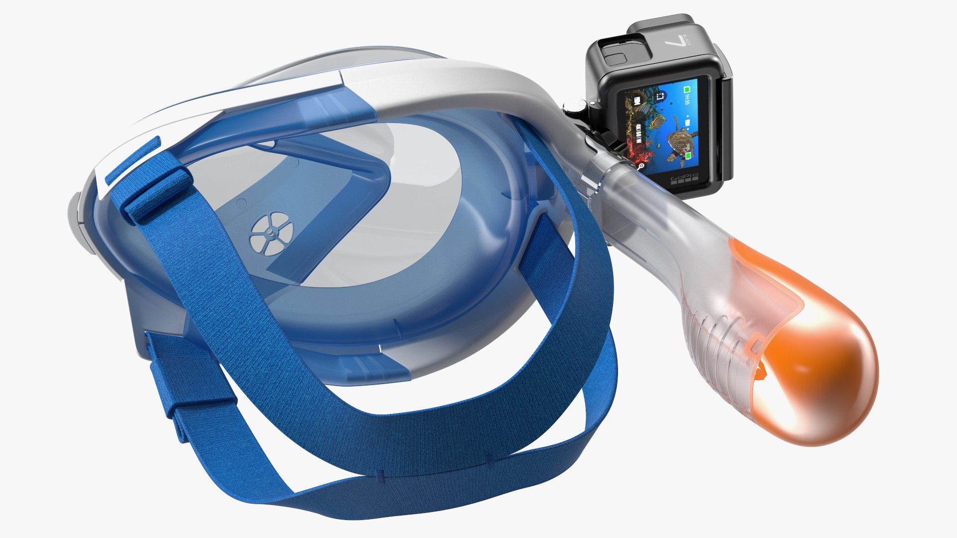 Tribord Subea Full Face Snorkeling Mask with GoPro Hero 3D model