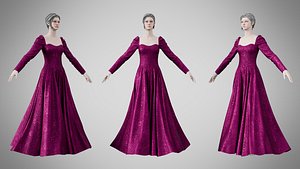 Dress 40 Plum Velvet With Design