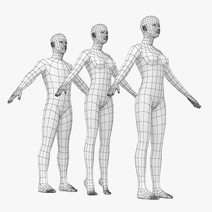Natural Male and Female in A-Pose Base Mesh