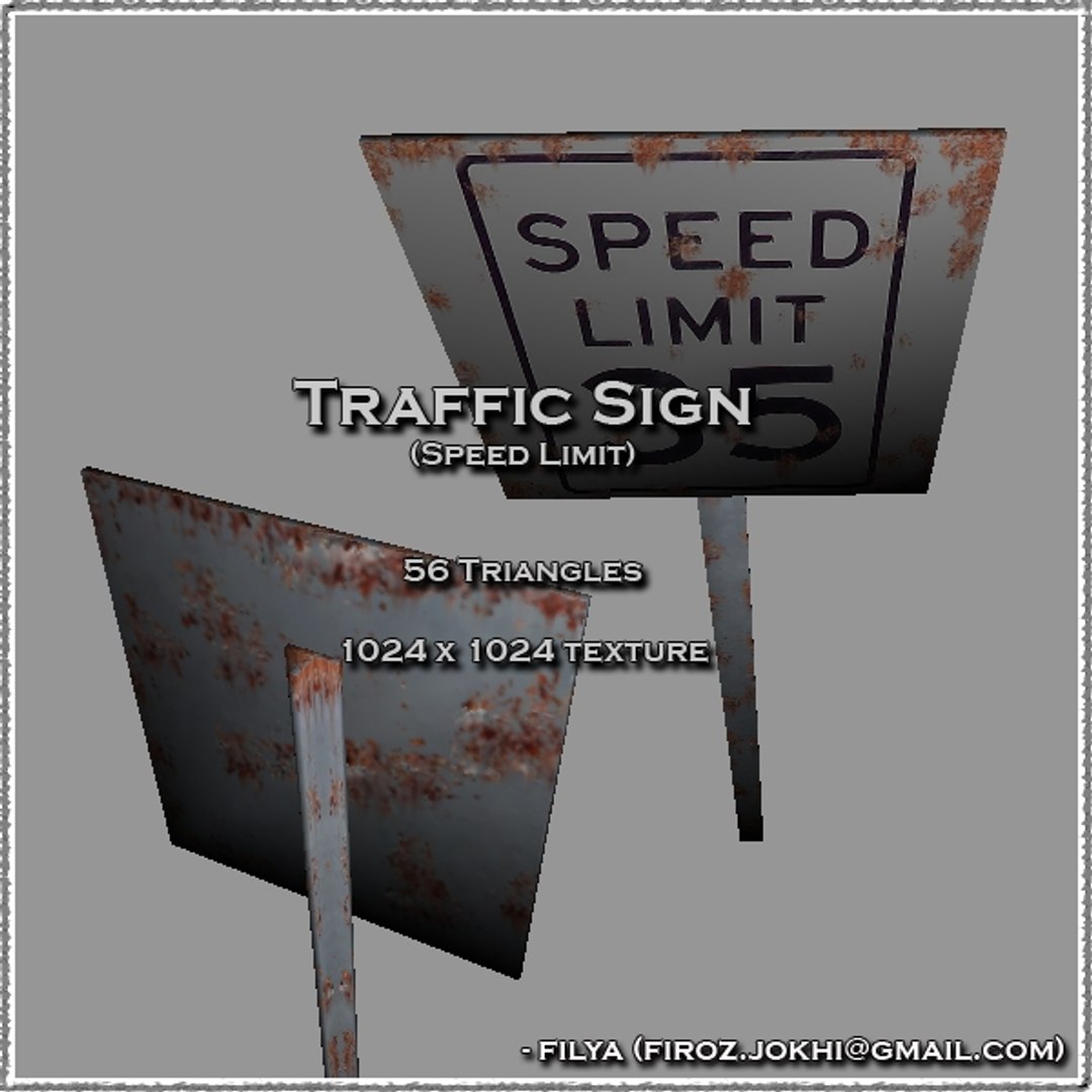 Speed Limit Traffic Sign 3d Model