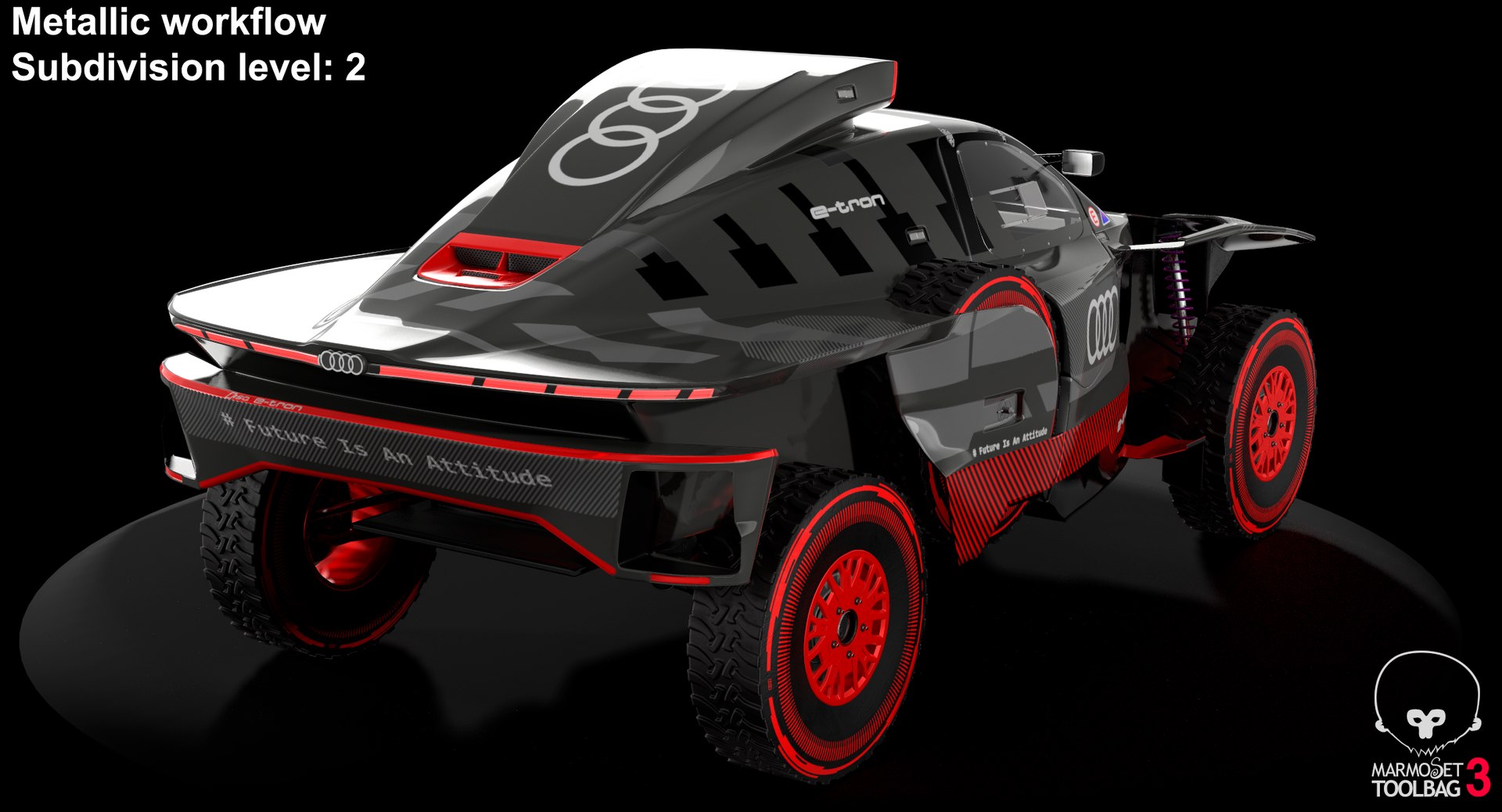 Audi RS Q e tron E2 Dakar Rally Electric OFF Road SUV model https://p.turbosquid.com/ts-thumb/bs/RpuKlx/2S/screenshot001/png/1667225758/1920x1080/fit_q87/e135ef784e137fa154216459144d008627490546/screenshot001.jpg