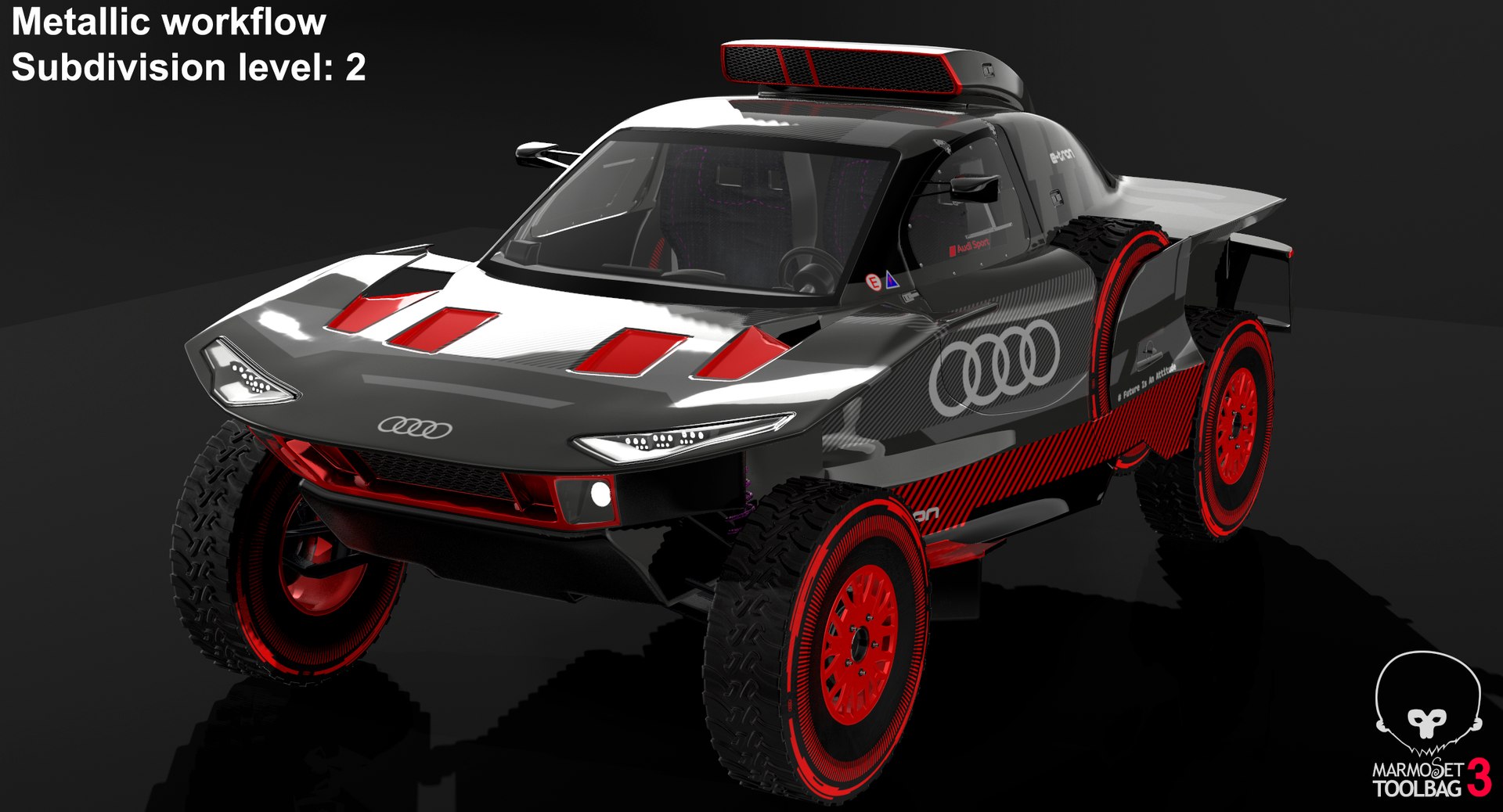 Audi RS Q e tron E2 Dakar Rally Electric OFF Road SUV model https://p.turbosquid.com/ts-thumb/bs/RpuKlx/a6/screenshot003/png/1667225763/1920x1080/fit_q87/bb678ee3549b1d976c8d54443d11c2be9dc4e857/screenshot003.jpg