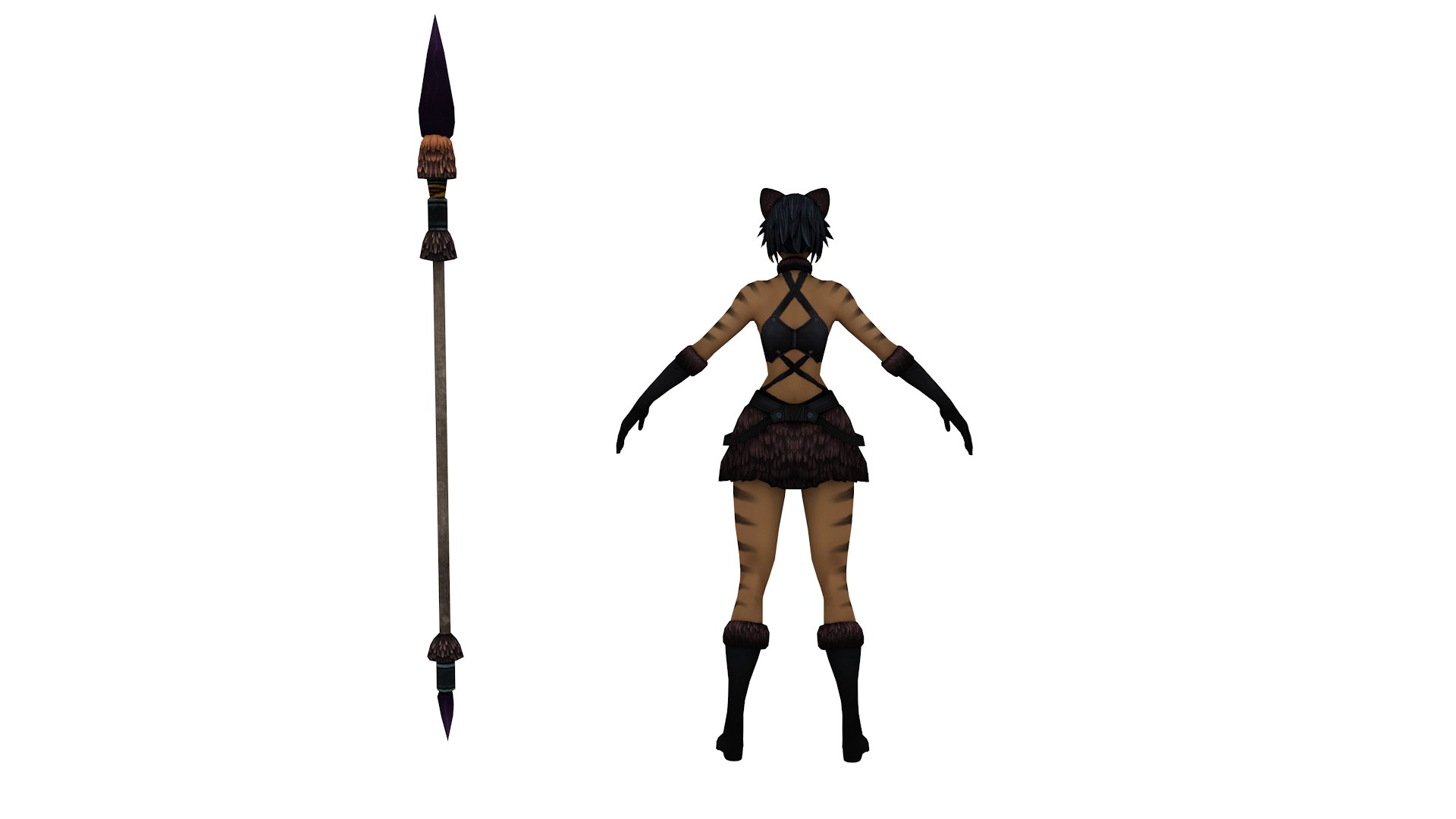 Tiger Rider Warrior With Spear And Tiger Mount Game Ready 3D Model 3D ...
