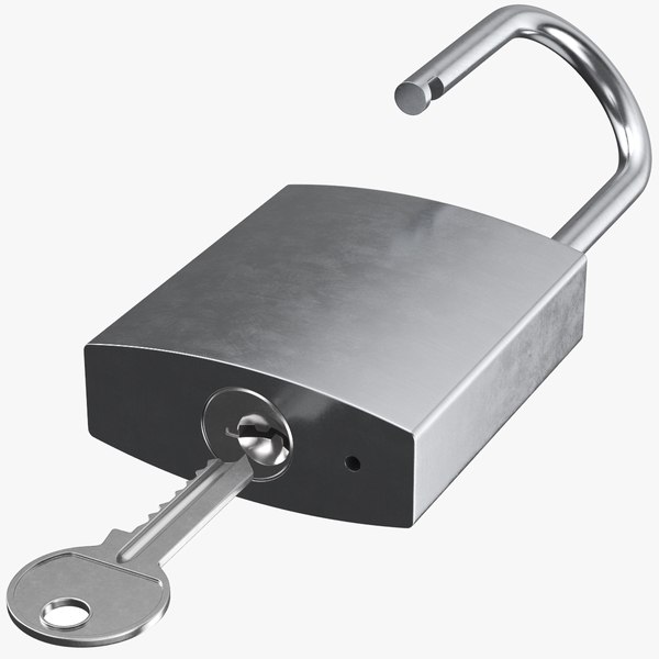 3D model Silver Padlock With Key
