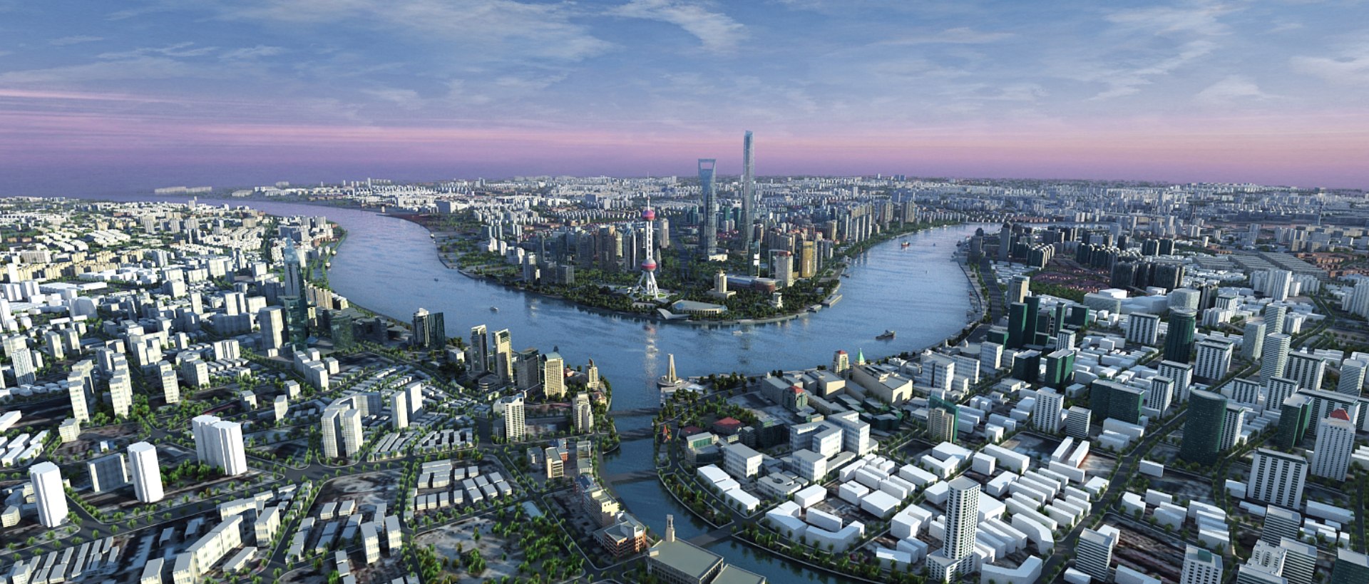 3D Shanghai City Pudong Oriental Pearl Shanghai Tower - TurboSquid 2541098