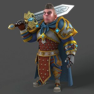 3D cartoon warrior rigged character model