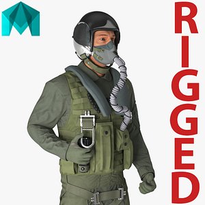 US Military Jet Fighter Pilot Rigged for Maya