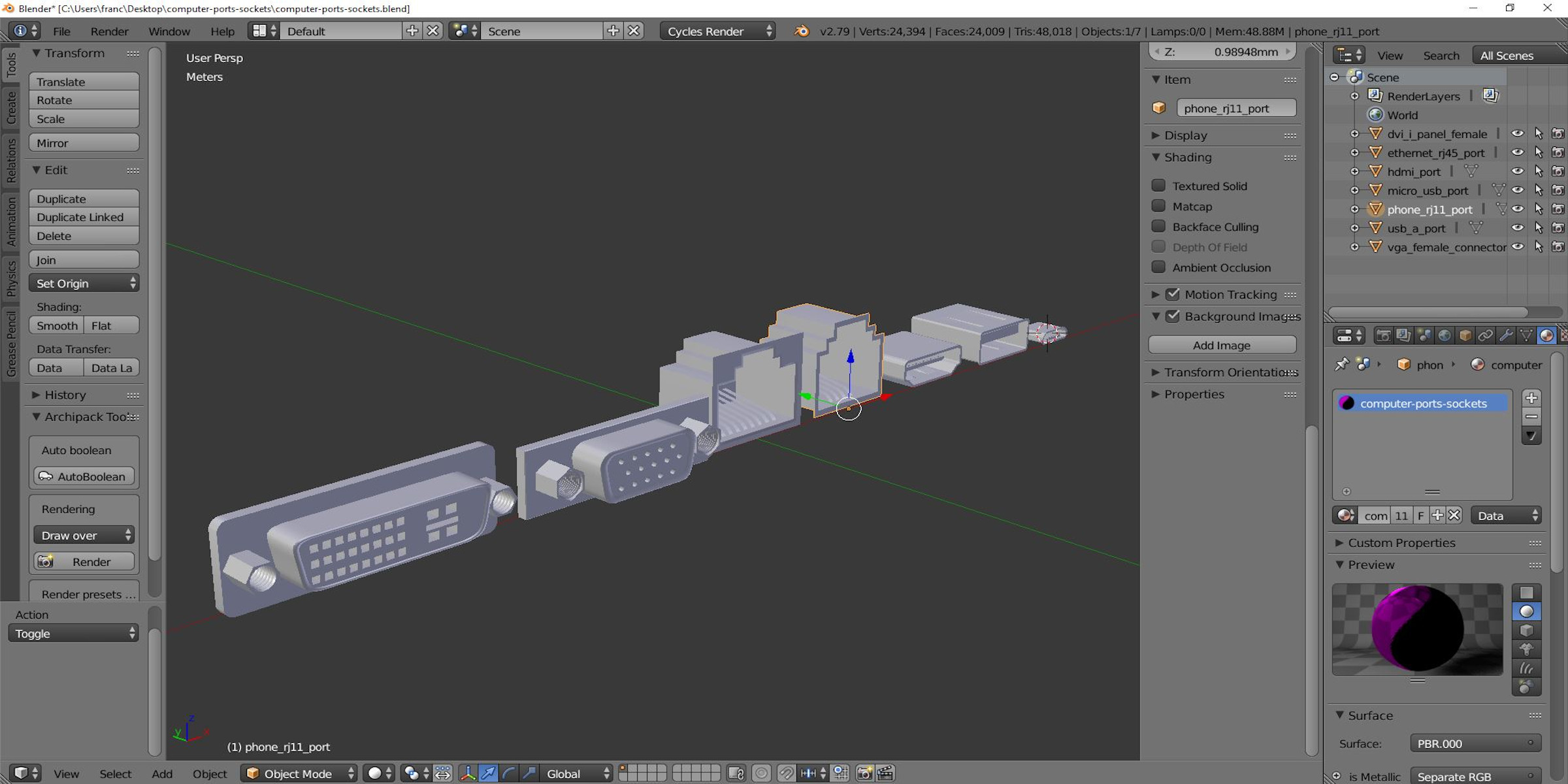 Computer ports sockets 3D model - TurboSquid 1760143