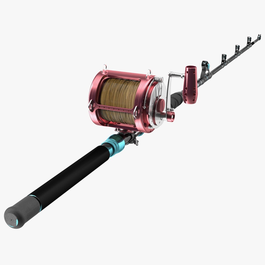 Telescopic Fishing Rod and Reel 3D model preview