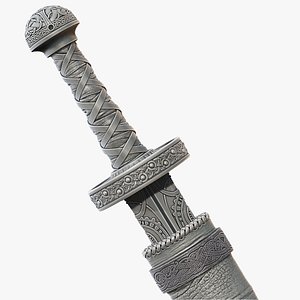 Viking style two-handed sword Hofand holy sword high model 3D model