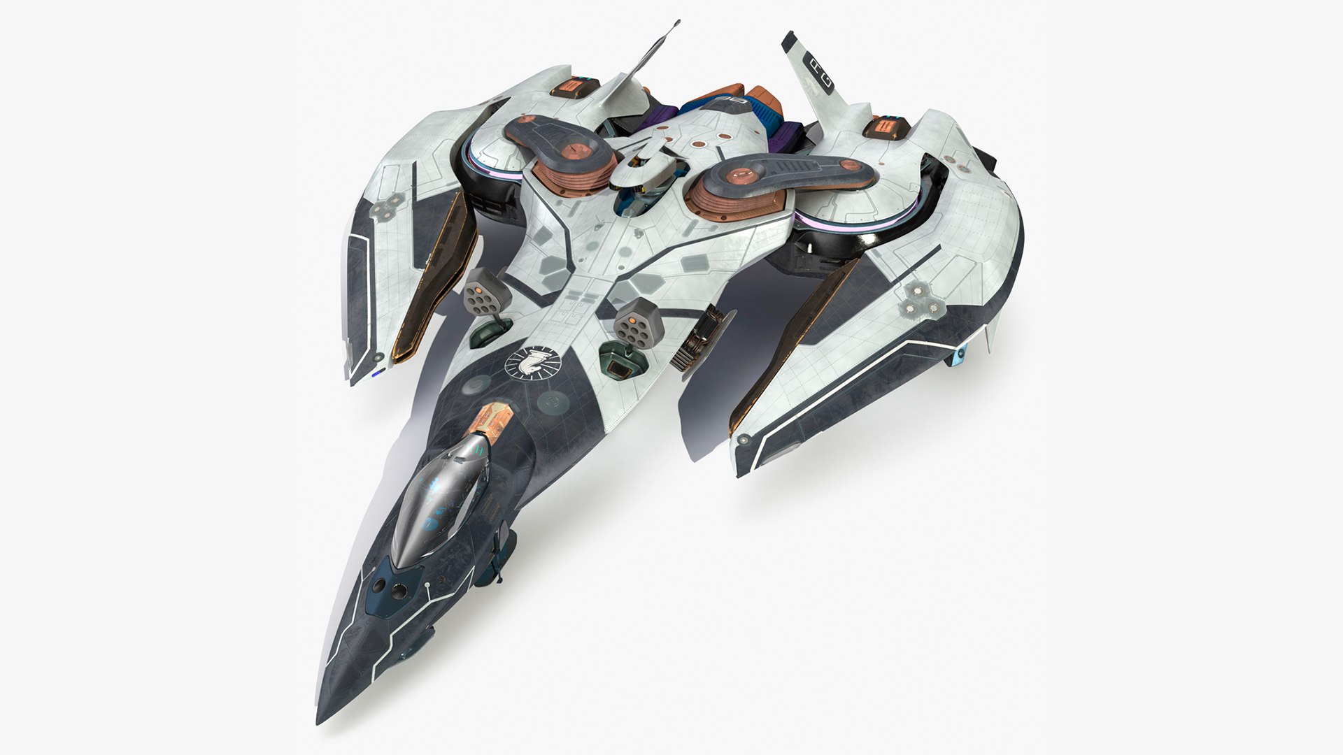 Sci Fi Fighter Jet Black 3D model preview