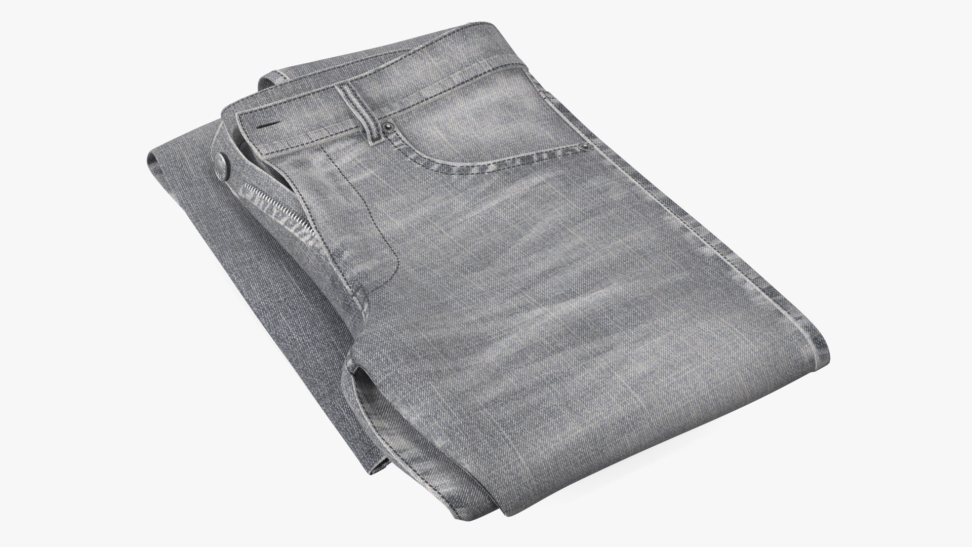 Folded Diesel Mens Jeans Gray 3D model preview