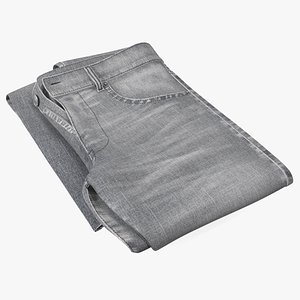 3D Folded Diesel Mens Jeans Gray
