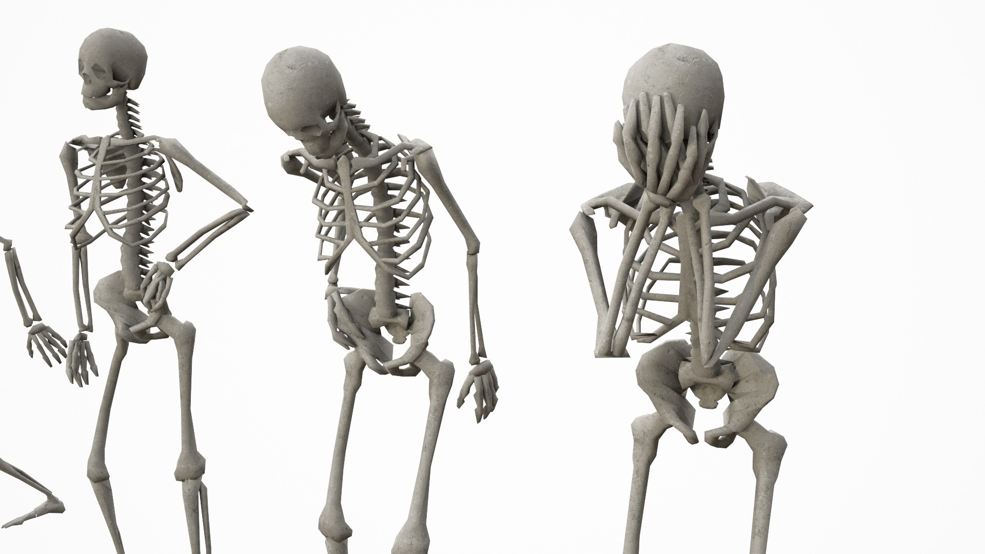 standing poses low-poly skeletons model https://p.turbosquid.com/ts-thumb/bt/FxMcqj/5wKSY04i/skeleton_standing_06/jpg/1544008073/1920x1080/fit_q87/7fc22691c7e485a1defc7eae01bcccf6e46aeb2a/skeleton_standing_06.jpg