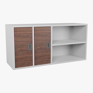 Modern Office Drawer Cabinet with Hinged Doors 3D model