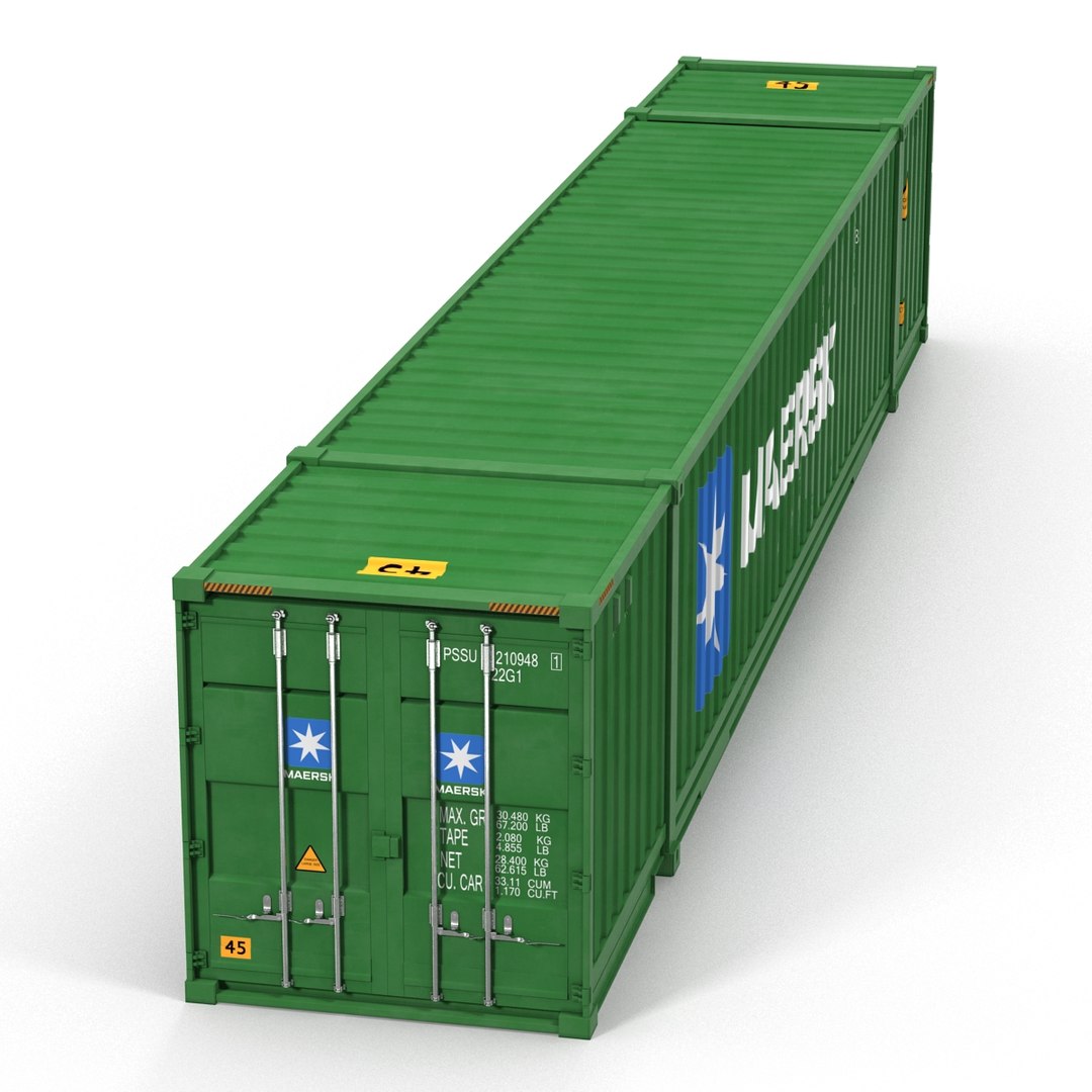 53 ft Shipping ISO Container Green 3D Model 3D model preview