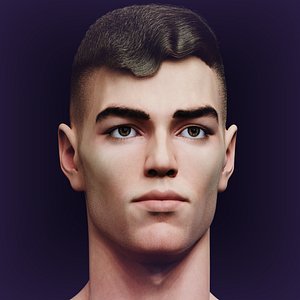 Slavic realistic male head middle poly 3D